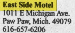 East Side  Motel - Apr 1999 Ad